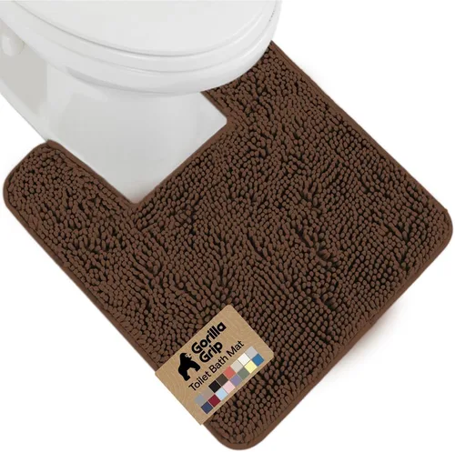 Miniatura 72 de Gorilla Grip - Tapete de baño afelpado, absorbente, peludo, de felpilla, para base de inodoro cuadrada, reverso de goma, suave, de microfibra, claro