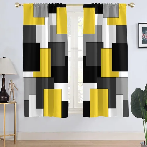 Miniatura 22 de AAtter Cortina de Ventana Verde Azulado y Negro Turquesa Aguamarina Gris Blanco Abstracto Moderno Oscuro Masculino Sala de Estar Dormitorio Cortinas