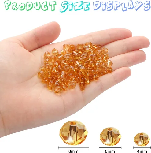 Miniatura 2 de 560 cuentas de cristal Rondelle facetadas, cuentas espaciadoras para pulseras de manualidades, dijes, campanillas de viento, 0.236/0.315 pulgadas