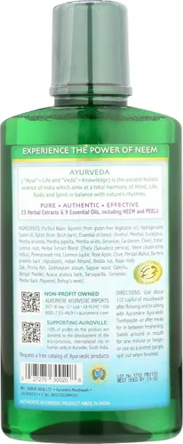 Miniatura 5 de Auromere Enjuague bucal ayurvédico, vegano, sin fluoruros, sin alcohol, natural, sin OMG (16 onzas líquidas)