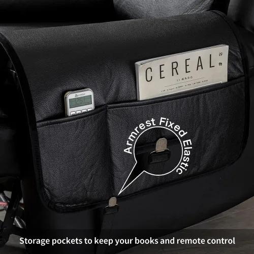 Miniatura 2 de STONECREST - Funda para silla reclinable, funda de piel sintética, se mantiene en su lugar (negro 2, sillón reclinable regular de 23 pulgadas)