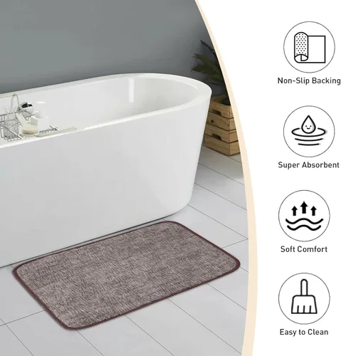 Miniatura 4 de Tapetes de baño de 30 x 20 pulgadas, antideslizantes, absorbentes, de secado rápido, lavables a máquina, con respaldo de goma, alfombra suave