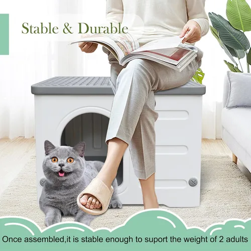 Miniatura 3 de Casa de Gatos de Plástico para Interior y Exterior, Casas para Gatos Salvajes Impermeables para Gatos al Aire Libre, Refugio para Gatos al Aire