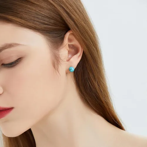 Miniatura 48 de Natural Stone Stud Earrings for Women 8mm Sterling Silver Genuine Gemstone Earrings Handmade Sterling Silver Crystal Stud Earrings for Women