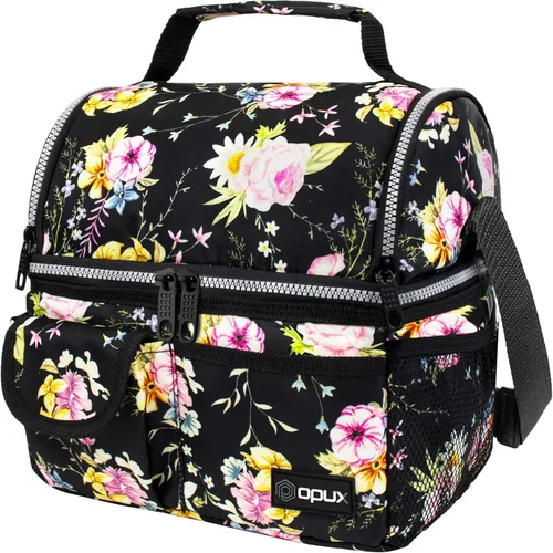 Miniatura 15 de Opux - Bolsa de almuerzo aislada de doble compartimento para hombres y mujeres Bolsa de almuerzo reutilizable con correa para el hombro, forro