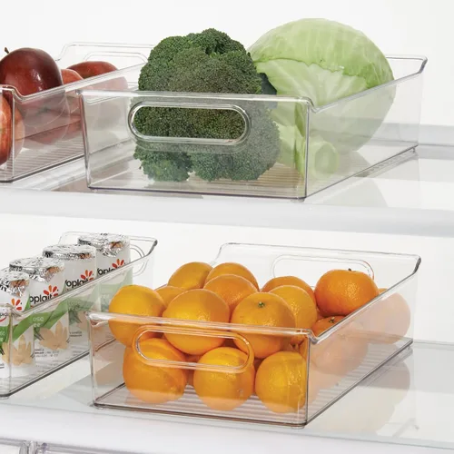 Miniatura 7 de iDesign Organizador de almacenamiento de despensa de plástico con asas, juego de 2, contenedores transparentes