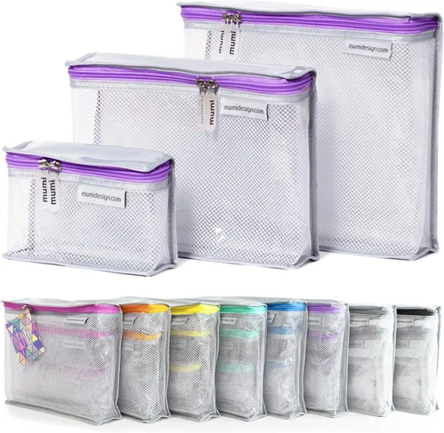 Miniatura 13 de MUMI Juego de 3 neceseres de viaje – Bolsas de aseo resistentes al agua para mujeres y hombres – Bolsas transparentes para artículos de tocador