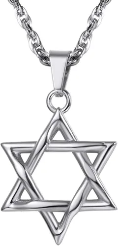 PROSTEEL Collar con colgante y cadena de acero inoxidable de la estrella de David judía, joyería de Israel para hombres y mujeres