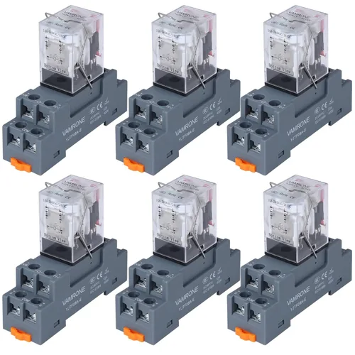 Miniatura 10 de Relé de potencia electromagnética, bobina de relé de CA de 8 pines de 10 amperios 110 V/120 V con base de enchufe, indicador LED, DPDT 2NO 2NC - 9