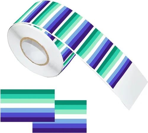 LGBTQ - Calcomanías de orgullo gay, rectangular, autoadhesivas, impermeables, para desfiles y eventos (1 rollo, 300 calcomanías)