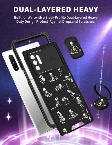 Miniatura 5 de Funda 2 en 1 para Samsung Galaxy Note 10 Plus con diseño de calavera para teléfono con diseño de esqueleto para yoga, fantasma, horror, con cubierta