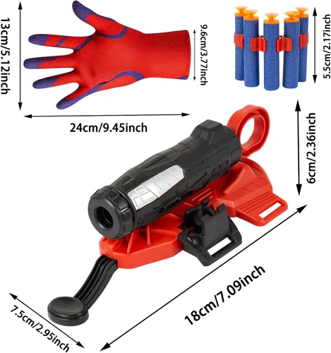 Miniatura 2 de Guantes de Araña Hombre Juguete Lanzador de Telarañas con Muñeca, Guantes Lanzador de Araña Juego de Juguete Cosplay para Niños