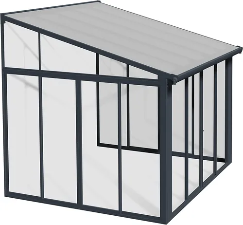 Miniatura 10 de Palram - Canopia Sanremo - Toldo para patio cerrado de 13 x 14 pulgadas, kit de terraza gris de bricolaje inclinado a cenador con paredes