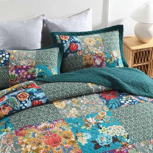 Miniatura 4 de Autumn Dream - Juego de colchas de algodón, juego de cubrecama reversible, conjunto de cubrecamas, edredón de confort, estampado floral vintage