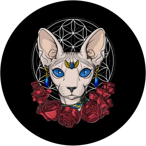 Miniatura 3 de Sphynx - Agarre y soporte para teléfonos y tabletas, diseño de flor de la vida, Negro