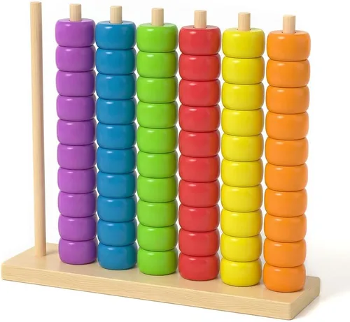 Juego de rompecabezas de apilamiento a juego de colores, juego de desafío de coincidencia de color de madera, rompecabezas de apilamiento de anillos