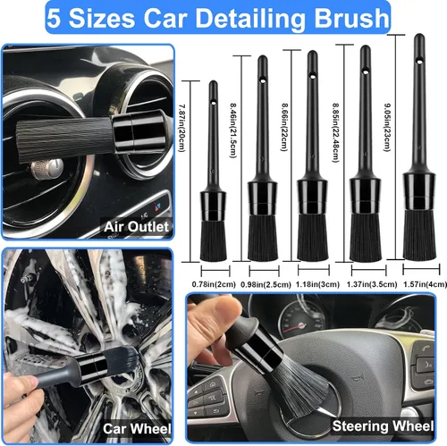 Miniatura 3 de Juego de cepillos de detalle de coche de 29 piezas, kit de detalle de coche, herramientas de suministros de detalle automático con juego de cepillo