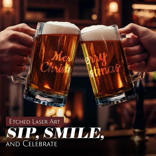 Miniatura 6 de Etched Laser Art Taza de cerveza grabada personalizada de 25 onzas, cristalería transparente apta para lavavajillas, personalizada para cualquier