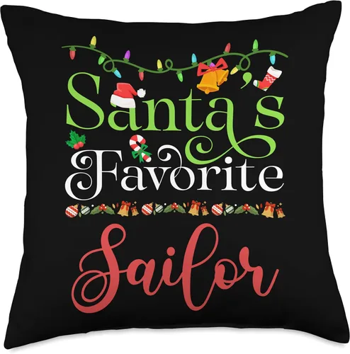 Miniatura 4 de Santa's Worker Holiday Threads Santas Favorite Sailor Holiday Top Elf Profession Throw Pillow, 16x16, Multicolor