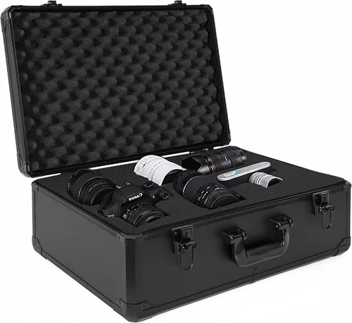 Miniatura 16 de Funda de transporte rígida de 14 pulgadas, ideal para almacenamiento de sistemas de micrófono inalámbrico y transporte de equipos de cámara