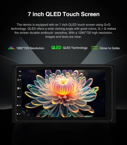Miniatura 5 de Estéreo de coche de doble DIN de 7 pulgadas con CarPlay inalámbrico y Android Auto/Android 13.0 / 240 W Salidas, 4.1 -Canal/QLED Pantalla Upgrade/AM