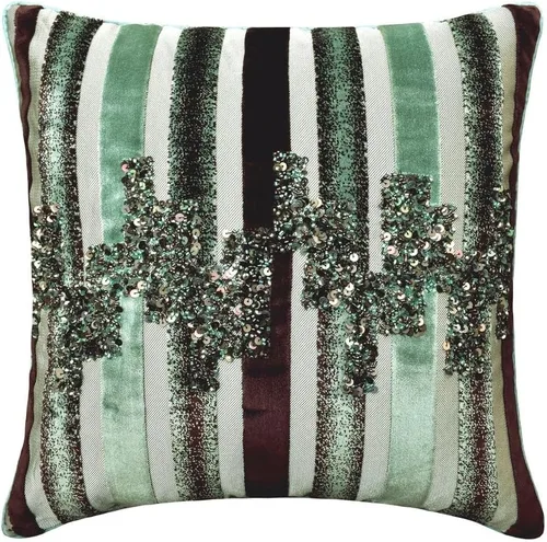 Miniatura 35 de The HomeCentric Fundas de almohada decorativas con bordes de 12 x 12 pulgadas Funda de cojín de seda de arte moderno Fundas de almohada verdes