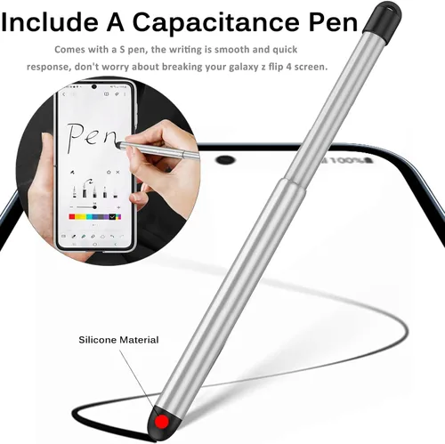 Miniatura 2 de Miimall Funda compatible con Samsung Galaxy Z Flip 4 con S Pen, protección magnética de bisagra todo incluido + protector de pantalla de vidrio