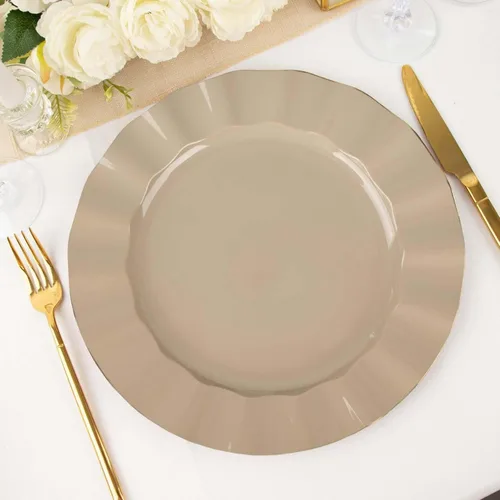 Miniatura 16 de Efavormart - Platos de cena de 11 pulgadas – Juego de 10 platos desechables redondos de plástico negro con borde dorado rizado – Vajilla elegante