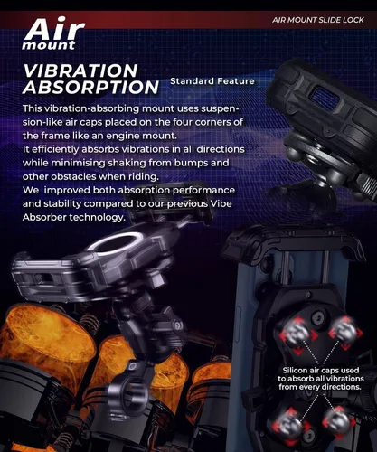 Miniatura 4 de Kaedear Soporte para Motocicleta y Smartphone, Absorción de Vibraciones, Montura, Montura de Aire, Bloqueo Lateral con Palanca, Brazo Intermedio