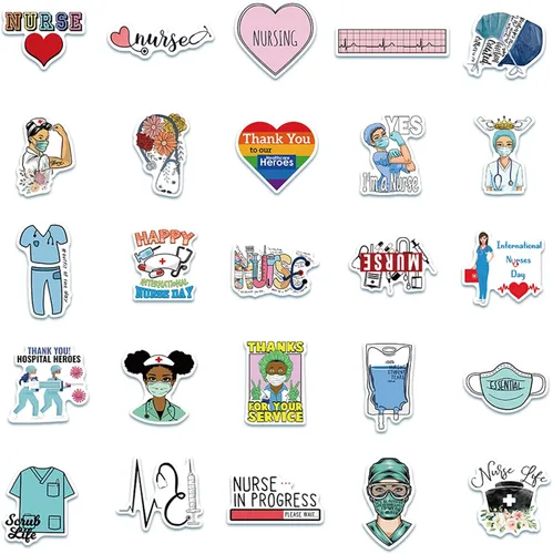Miniatura 3 de Pegatinas para enfermeras, paquete de 50 unidades, pegatinas, lindas calcomanías de enfermería, regalos para enfermeras, mujeres, adultos, vinilo