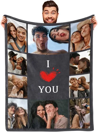 Miniatura 14 de Envío al día siguiente, manta personalizada con foto para regalos de novia, novio, manta con foto personalizada de esposa para regalos de cumpleaños