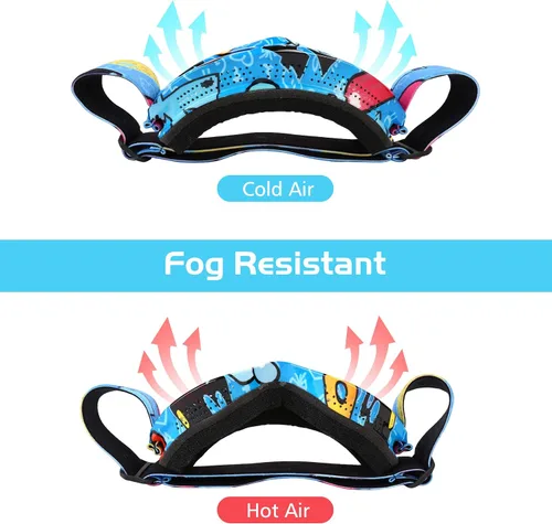 Miniatura 6 de Gafas de esquí para niños, gafas de snowboard para niños y niñas, jóvenes, OTG gafas de esquí antivaho con correa antideslizante Azul