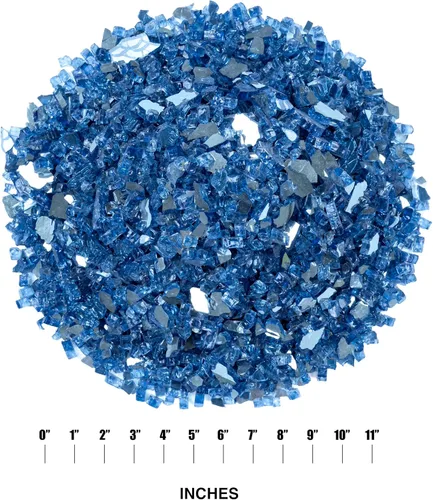 Miniatura 7 de MSI Cristal de fuego azul zafiro, rocas de vidrio templado reflectante de brillo de 1/4 de pulgada de alto para chimenea de propano o gas natural