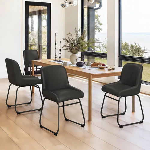 LUE BONA Juego de 4 cómodas sillas de comedor, modernas sillas de cocina tapizadas con respaldo acolchado y patas de metal gruesas para comedor,