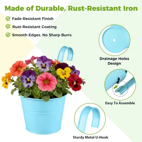 Miniatura 4 de Paquete de 12 macetas de balcón para colgar, maceta colorida de 4 pulgadas, soporte pequeño para plantas colgantes para interiores y exteriores