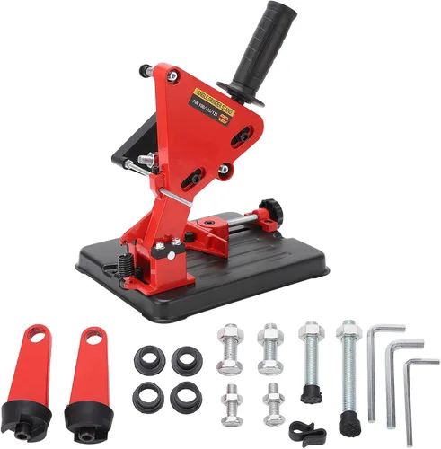 Miniatura 2 de Soporte para amoladora angular, soporte fijo, estación de corte duradera para taller, hierro fundido, rojo y negro, se adapta a amoladora de 100 a