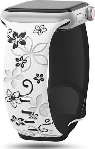 Miniatura 18 de Correas con grabado floral compatibles con Apple Watch Band de 1.49, 1.57, 1.61, 1.65, 1.73, 1.77, 1.92 pulgadas para mujeres, correas deportivas