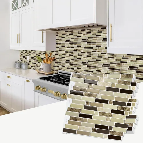 Vamos Tile 12 x 12 pulgadas autoadhesivo para pelar y pegar azulejos de cocina, azulejos adhesivos para pegar en la pared de cocina y baño (10