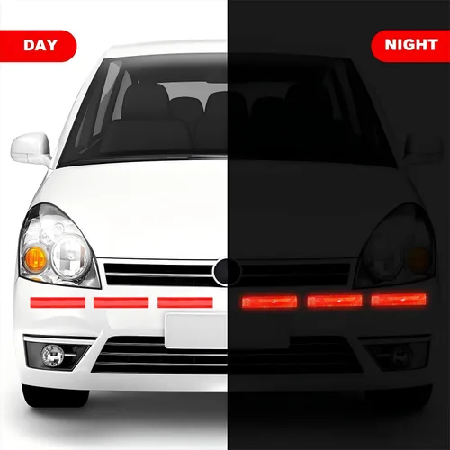 Miniatura 5 de Paquete de 50 tiras reflectantes de grado diamante de alta calidad, color rojo, 1.2 x 6 pulgadas, impermeables, adhesivos para buzones, automóviles