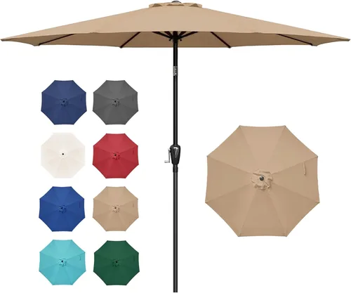 Miniatura 42 de Simple Deluxe - Sombrilla de patio de 7.5 pies para exteriores con botón de inclinación/manivela, 6 varillas robustas para jardín, cubierta, patio