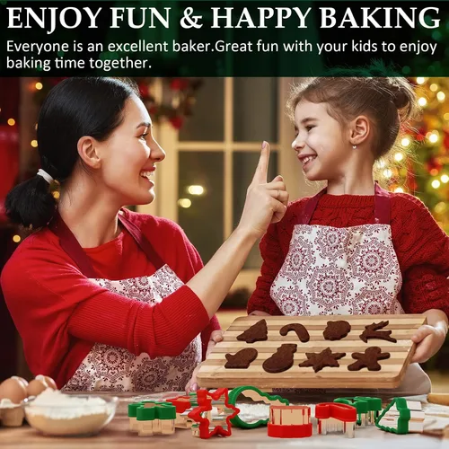 Miniatura 6 de Juego de 8 cortadores de galletas de Navidad, cortadores de galletas navideñas con agarre cómodo, cortadores de acero inoxidable para Navidad