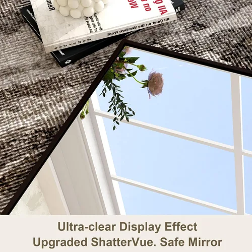 Miniatura 4 de HARRITPURE Espejo rectangular de cuerpo completo de 14 x 48 pulgadas, con marco de aluminio, espejo de pared y tocador inclinado para sala de estar