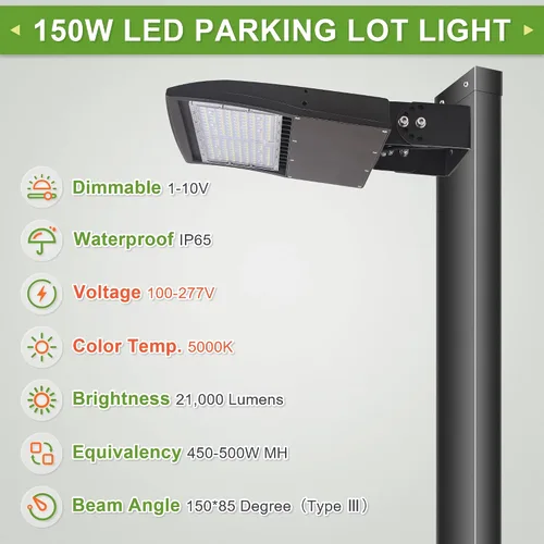 Miniatura 2 de Luces LED de poste de estacionamiento de 100 W, sensor de fotocélula del atardecer al amanecer, protección contra sobretensiones integrada, 1-10 V