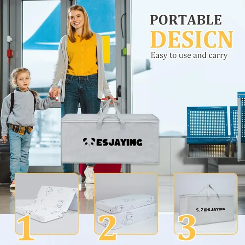 Miniatura 5 de Colchón triple Pack and Play, 38 x 26 pulgadas, colchón de espuma viscoelástica de gel N Play, colchón portátil de viaje de doble cara para Pack N