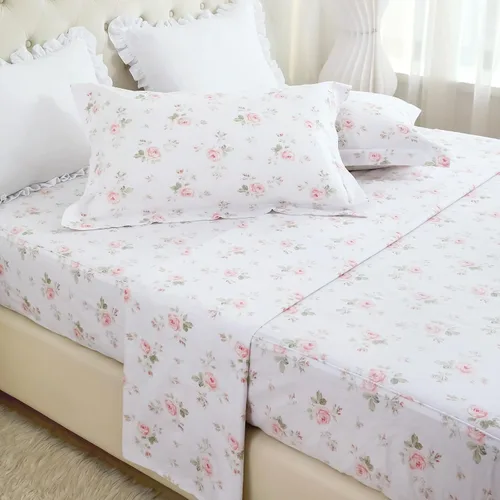 Miniatura 4 de QSH Juego de 2 fundas para almohada de algodón tamaño Queen, diseño floral vintage chic con estampado de rosas, fundas para almohada con cierre