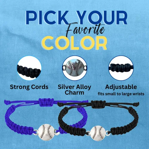 Miniatura 6 de Sportybella - Pulsera de béisbol, joyería de béisbol, pulsera de béisbol trenzada ajustable, regalos de béisbol, accesorios de béisbol