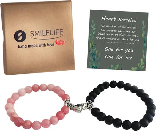 Miniatura 2 de Smilelife - Pulseras magnéticas de corazón de doble tamaño a juego para parejas, mejores amigos y familia - Regalos perfectos para padres e hija
