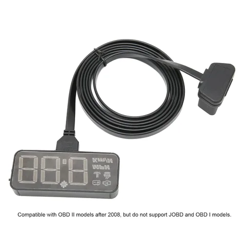 Miniatura 3 de Coche HUD Display Remaining Recordatorio Brillo Ajustable Multifunción Temperatura Voltímetro Digital Velocímetro para Coche OBD II 2008