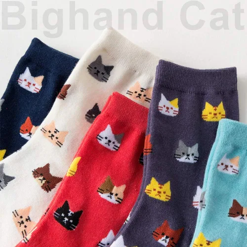 Miniatura 7 de IIG 3-6 pares de calcetines de algodón para mujer, diseño de animales, simpáticas calcetas de algodón, de novedad.