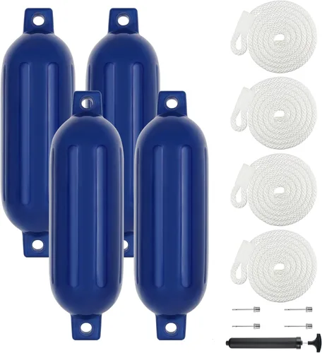 Miniatura 67 de Juego de 4 guardabarros para barco de 4.5/5.5/6.5/8.5/10/16 pulgadas, parachoques de vinilo con ojos gemelos acanalados, parachoques para barco